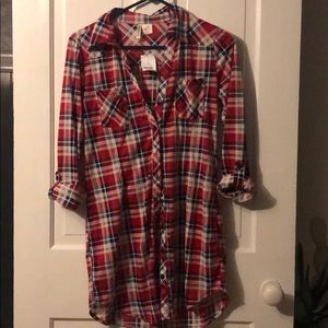 Plaid Flannel Button Down Dress